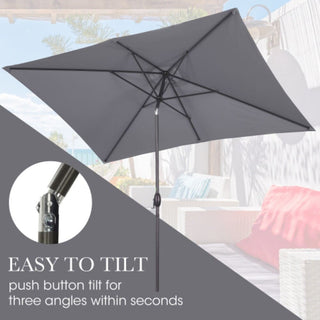 6.5X10 FT Rectangular Patio Umbrella with Crank, Tilt, Polyester UV-Resistant Without base