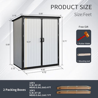 5x3 FT Outdoor Storage Shed Waterproof Resin Cabinet with Lockable Doors for Bikes and Patio Furniture