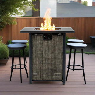 28" Propane Gas Fire Pit Table, 50000 BTU Square Steel Fire Pit for Outside Patio Deck Garden Courtyard -Black