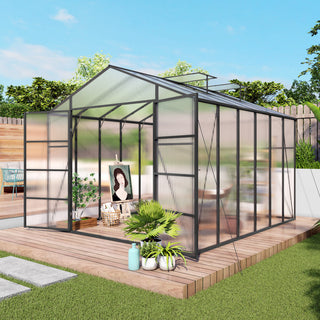 New-Design Walk-In Polycarbonate Greenhouse with Heavy-Duty Aluminum Frame – All-Season Garden & Backyard Greenhouse