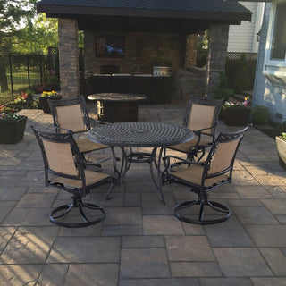 Weather-Resistant Antique Bronze Cast Aluminum Round Patio Dining Table