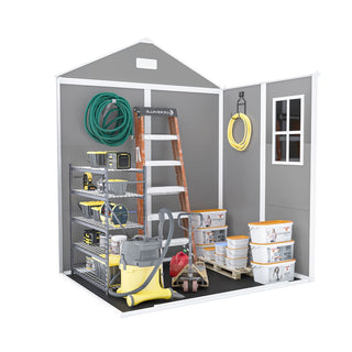 6x5 Ft Resin Storage Shed, Heavy-Duty Plastic Garden Tool Shed with Waterproof PP Panels, UV & Rust Resistant