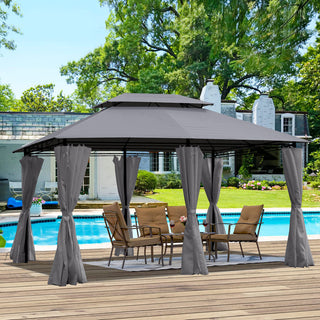 13x10 Outdoor Patio Gazebo Canopy Tent with Ventilated Double Roof & Detachable Sidewalls