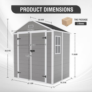 6x5 Ft Resin Storage Shed, Heavy-Duty Plastic Garden Tool Shed with Waterproof PP Panels, UV & Rust Resistant