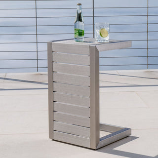 Modern Outdoor C-Shaped Side Table For Patio And Poolside