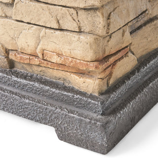 19.50'' Outdoor Firepit with Column Shape, Stone Gray - 40 000 BTU (Tank Inside)