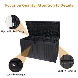 260 Gallon Waterproof Resin Outdoor Deck Box – Extra Large Patio Storage Container with Lockable Lid for Cushions, Pool Accessories & Garden Tools