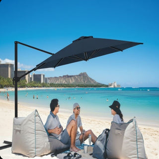 10 Ft Square Large Cantilever Patio Umbrella with 360° Rotation & Tit Adjustment and Heavy Duty Offset Polyester Canopy Deck Umbrella without base