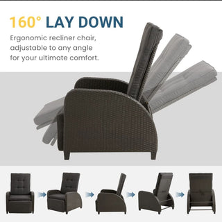 30" Adjustable Outdoor Lounge Chair with Gray Cushions & Footrest