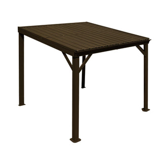 Wall-Mounted Hardtop Lean-to Gazebo with Gutters – Galvanized Steel Roof Outdoor Pergola Canopy