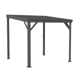 Wall-Mounted Hardtop Lean-to Gazebo with Gutters – Galvanized Steel Roof Outdoor Pergola Canopy