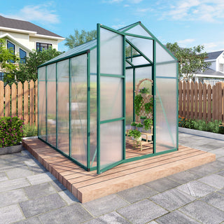 Walk-In Polycarbonate Greenhouse with Raised Base & Anchor Kit – Heavy-Duty Aluminum Greenhouse for Outdoor Backyard, All Seasons