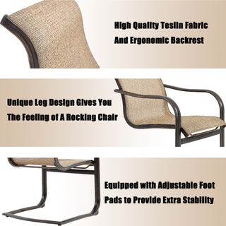 4-Piece Cast Aluminum Sling Patio Chairs – Light Brown, Curved Back & Modern Design