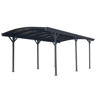10x19 FT Modern Arch Aluminum Carport, Weather-Resistant Polycarbonate Roof Canopy for Driveway, Car, and Truck