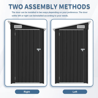 4x8 FT Galvanized Steel Storage Shed with 3 Access Doors & Vents for Garden, Bikes & Patio Equipment