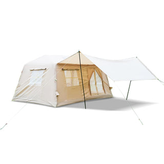 11m² Inflatable Camping Tent with Canopy & Hand Pump, 4-Season Waterproof Oxford Air Glamping Tent, Easy Setup Blow Up Tent for 4-8 Persons