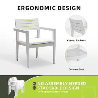 6-Piece Outdoor Patio Dining Set – 4 Chairs, 1 Bench & Rectangular Table with Sunbrella® Cushions