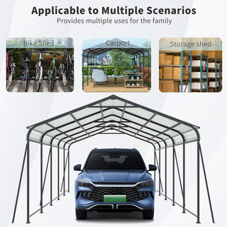 Heavy-Duty Metal Carport with Galvanized Steel Roof and Frame, All-Weather Outdoor Car Shelter Garage for Driveway, Cars, and Trucks