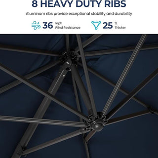 10 Ft Square Large Cantilever Patio Umbrella with 360° Rotation & Tit Adjustment and Heavy Duty Offset Polyester Canopy Deck Umbrella without base