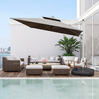 Aluminum Cantilever Patio Umbrella with Tilt Function – Outdoor Offset Market Umbrella for Backyard, Deck & Pool (Base Not Included)