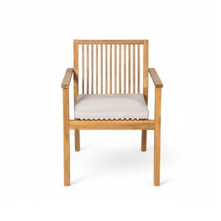 5-Piece Acacia Wood Outdoor Dining Set, Patio Table & Chairs with Removable Cushions