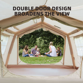 8m² Inflatable Camping Tent with Hand Pump, 4-Season Waterproof Oxford Air Glamping Tent for 4-8 Persons