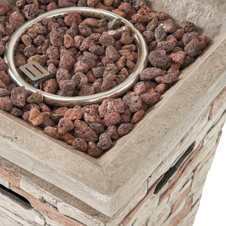 Outdoor 19.50" MGO Fire Column - 40,000 BTU, Natural Stone (Tank Inside)