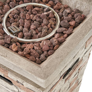 Outdoor 19.50" MGO Fire Column - 40,000 BTU, Natural Stone (Tank Inside)