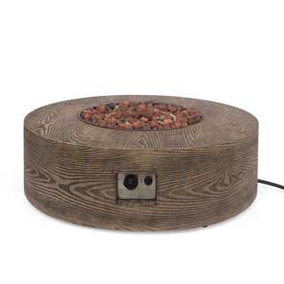 Round Iron Fire Pit – 50,000 BTU Outdoor Propane Gas Heater with External Tank Design