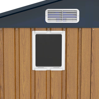 6x8 FT Outdoor Steel Storage Shed with Clear Window, Lockable Doors, Compact Metal Tool Shed for Garden, Backyard, Patio, Utility, and Bike Storage,Yellow/Grey