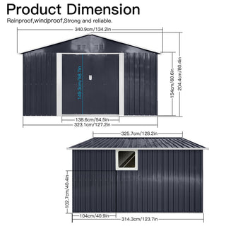11.2x10.6 FT Metal Garden Shed with Window, Heavy-Duty Outdoor Storage Shed for Backyard, Patio & Lawn