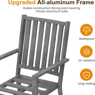 23" All-Weather Aluminum Patio Dining Chairs with Gray Cushions and Khaki/Gray Frame