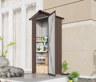 Small Metal Garden Storage Shed, Waterproof Galvanized Steel Tool Shed with Lockable Door