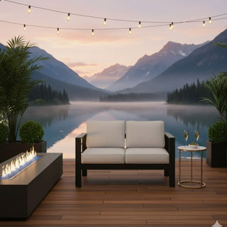 50 Inch All-Weather Aluminum Outdoor Two-Seater Sofa With Thick Cushions And Frame