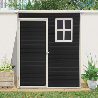 Resin Outdoor Storage Shed Kit, Weatherproof Backyard Organizer for Patio Furniture, Black