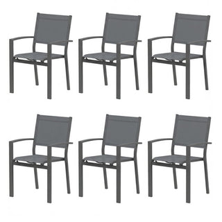 Set of 6 Outdoor Patio Dining Chairs, Heavy-Duty Metal Frame with All-Weather Textilene, Gray Outdoor Chairs for Garden, Deck & Backyard