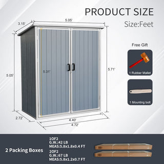 5x3 FT Outdoor Storage Shed Waterproof Resin Cabinet with Lockable Doors for Bikes and Patio Furniture