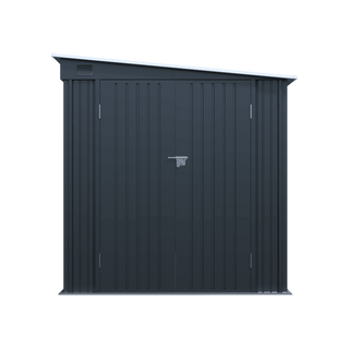 6x8FT Galvanized Steel Outdoor Storage Shed with Lockable Double Doors, Metal Lean to Shed with Free PC Light Board for Tools, Bikes & Patio Essential