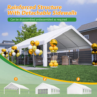 20x32 FT Heavy-Duty Party Tent with Removable Sidewalls & 3 Storage Bags, Outdoor Canopy Gazebo for Carport, Camping, Wedding, BBQ & Commercial Events
