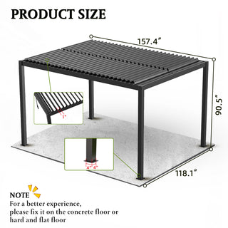 10x13FT / 10x19FT Louvered Pergola with Aluminum Frame and Adjustable Steel or Aluminum Louvers