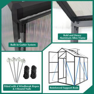 Walk-In Polycarbonate Greenhouse with Raised Base & Anchor Kit – Heavy-Duty Aluminum Greenhouse for Outdoor Backyard, All Seasons