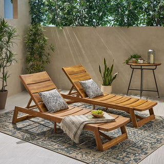 Outdoor Adjustable Lounge Chair With Acacia Wood Frame