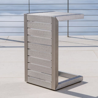 Modern Outdoor C-Shaped Side Table For Patio And Poolside