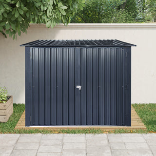 Outdoor Steel Storage Shed For Bicycle with Slope Roof and 4 Bike Tracks, Black