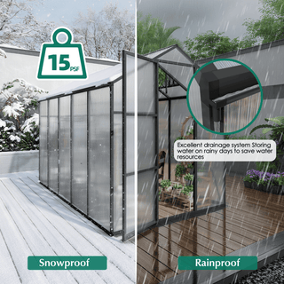 Walk-In Polycarbonate Greenhouse with Raised Base & Anchor Kit – Heavy-Duty Aluminum Greenhouse for Outdoor Backyard, All Seasons