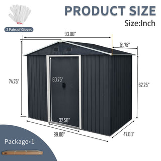 8X4 FT Outdoor Metal Storage Shed with Sliding Door and Foundation, Weatherproof Garden Tool Organizer for Backyard & Patio