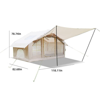 6.3m² Inflatable Camping Tent with Canopy, 4-Season Waterproof & Windproof Air Tent with Clear Skylight, Mesh Windows and Doors