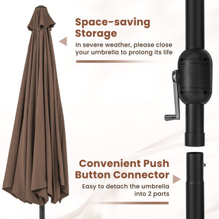 12 FT Patio Umbrella with Crank Handle & 8 Sturdy Ribs – Durable Outdoor Market Umbrella for Patio, Garden & Backyard