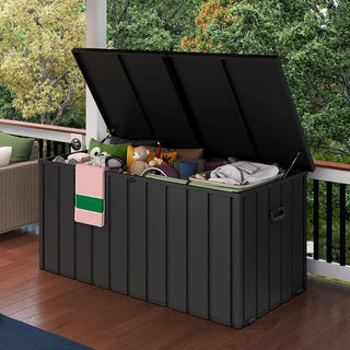 200 Gallon Metal Deck Box, Waterproof Outdoor Storage Box with Lockable Lid