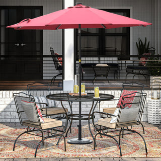 9ft Solar LED Patio Umbrella – Outdoor Market Umbrella with 32 LED Lights, Tilt & Crank